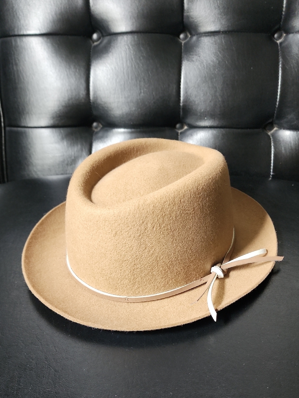 Gigi Pip Ruth Trilby Tan Wool Fedora Tall Crown Rancher Western Boho Hat